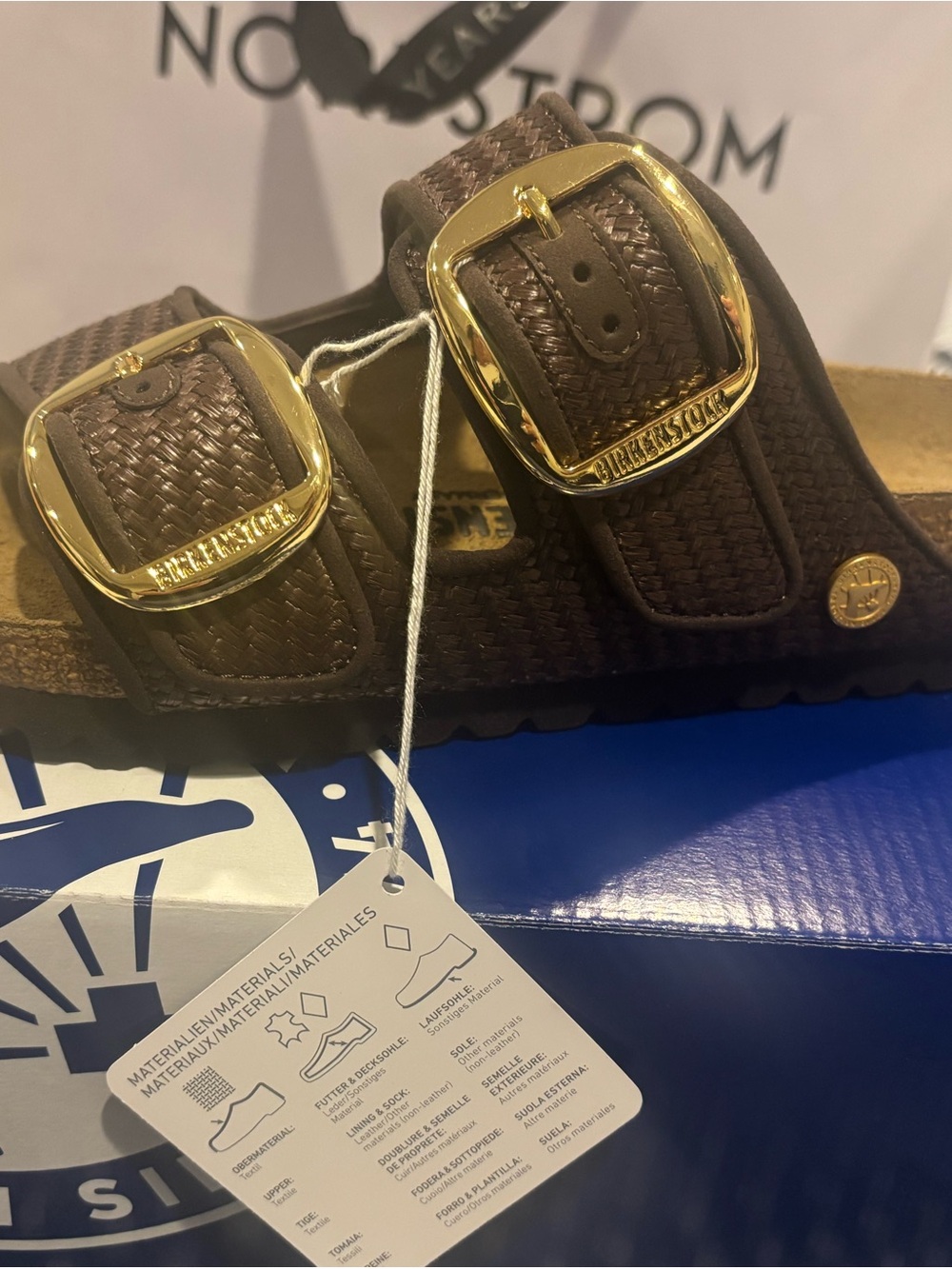 Birkenstock Women’s Brown Double Buckle Sandals with Gold Buckles - Picture 5 of 7